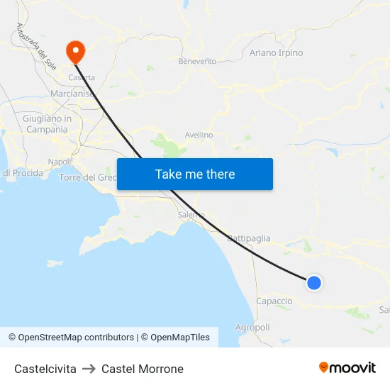 Castelcivita to Castel Morrone map