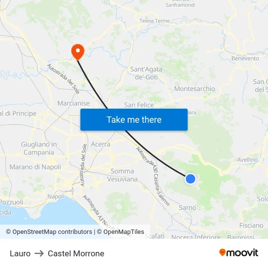 Lauro to Castel Morrone map