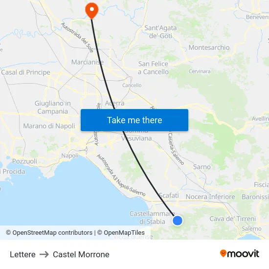 Lettere to Castel Morrone map