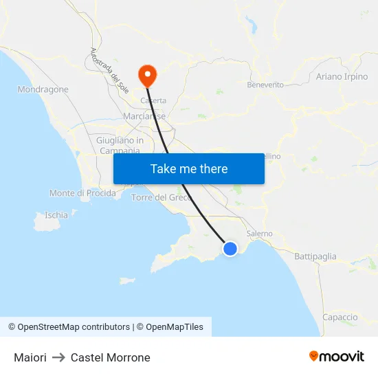 Maiori to Castel Morrone map