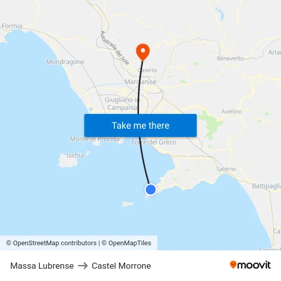 Massa Lubrense to Castel Morrone map