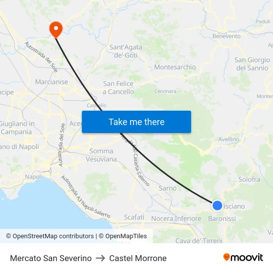 Mercato San Severino to Castel Morrone map