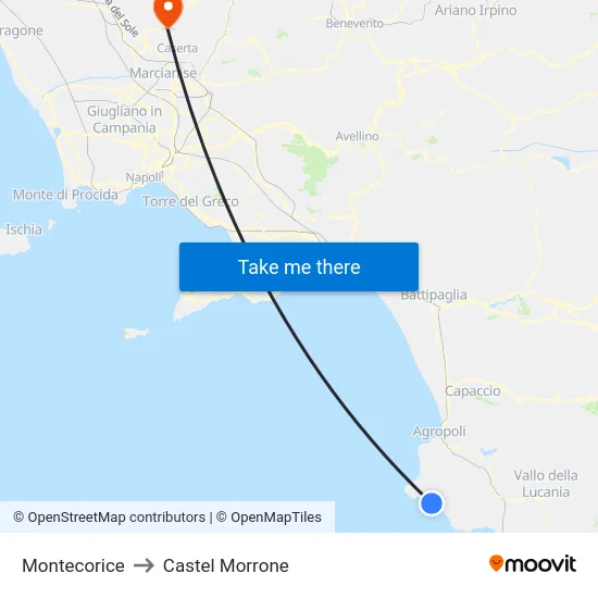 Montecorice to Castel Morrone map