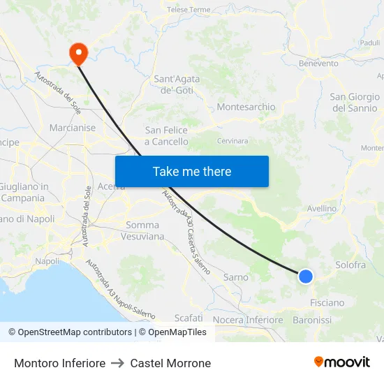 Montoro Inferiore to Castel Morrone map