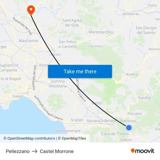 Pellezzano to Castel Morrone map