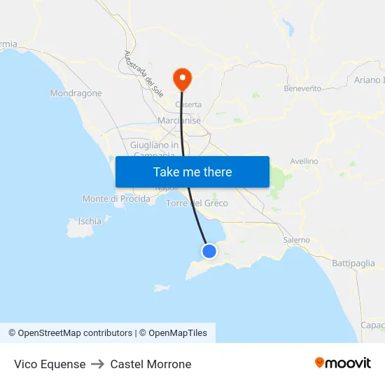 Vico Equense to Castel Morrone map