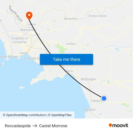 Roccadaspide to Castel Morrone map