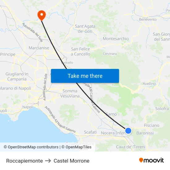 Roccapiemonte to Castel Morrone map