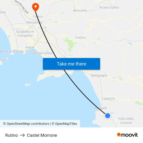 Rutino to Castel Morrone map