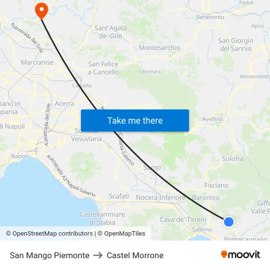 San Mango Piemonte to Castel Morrone map