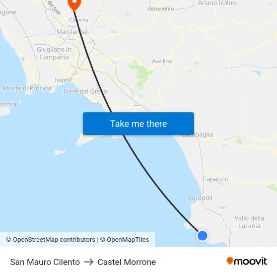 San Mauro Cilento to Castel Morrone map