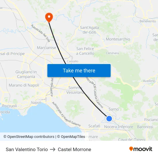 San Valentino Torio to Castel Morrone map