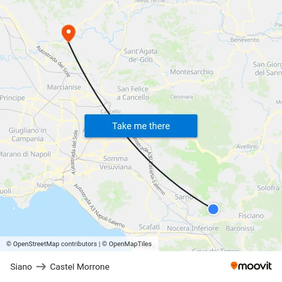 Siano to Castel Morrone map