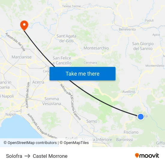 Solofra to Castel Morrone map