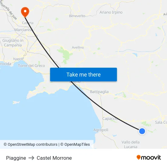 Piaggine to Castel Morrone map
