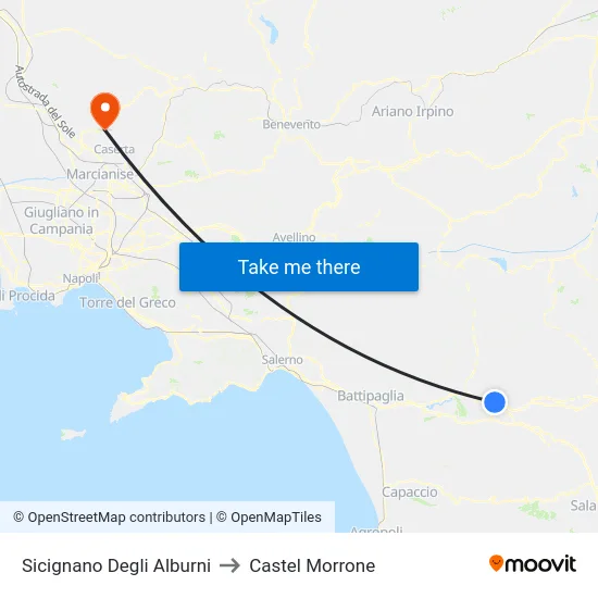 Sicignano Degli Alburni to Castel Morrone map