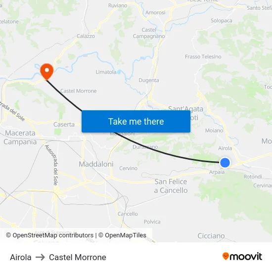 Airola to Castel Morrone map