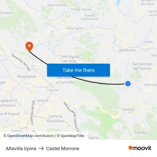 Altavilla Irpina to Castel Morrone map