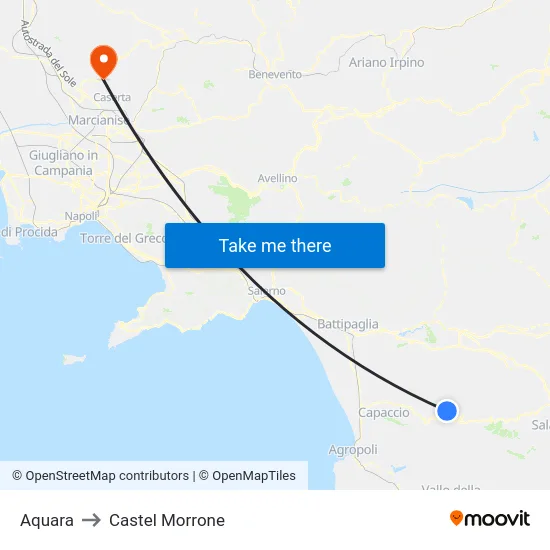 Aquara to Castel Morrone map