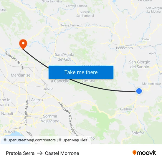 Pratola Serra to Castel Morrone map