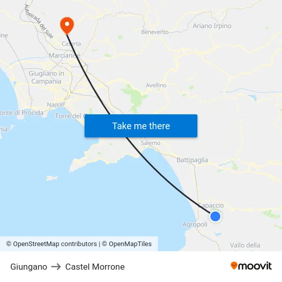 Giungano to Castel Morrone map
