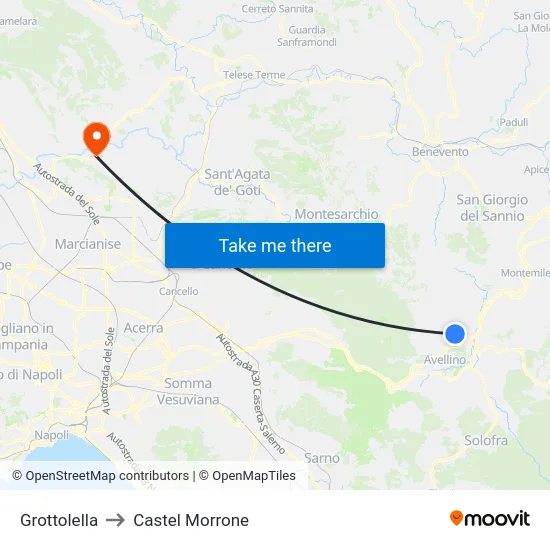 Grottolella to Castel Morrone map