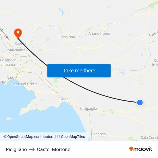 Ricigliano to Castel Morrone map