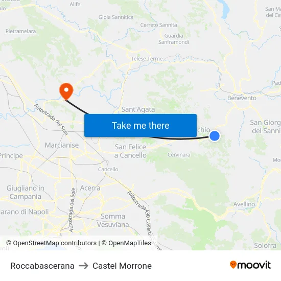 Roccabascerana to Castel Morrone map