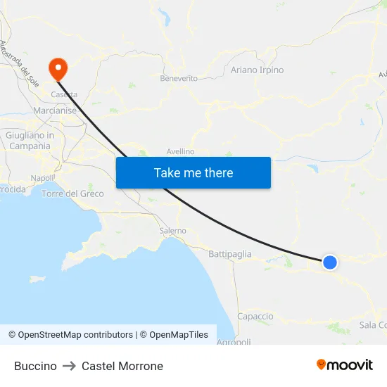 Buccino to Castel Morrone map