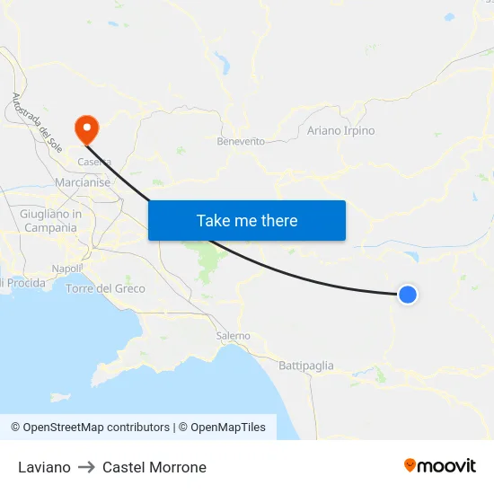 Laviano to Castel Morrone map