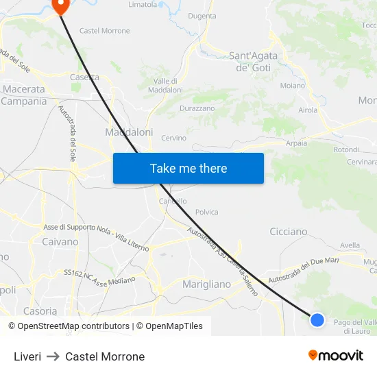 Liveri to Castel Morrone map