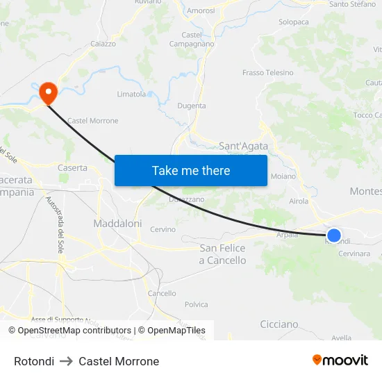 Rotondi to Castel Morrone map