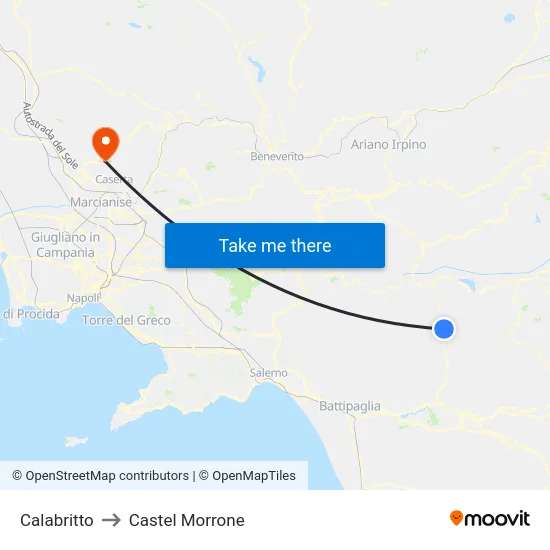 Calabritto to Castel Morrone map