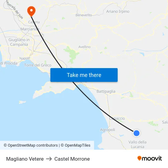 Magliano Vetere to Castel Morrone map