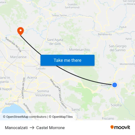Manocalzati to Castel Morrone map