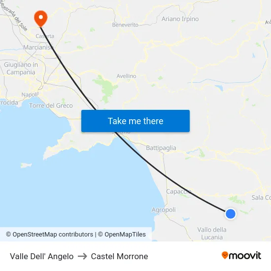 Valle Dell' Angelo to Castel Morrone map