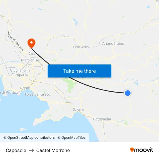 Caposele to Castel Morrone map