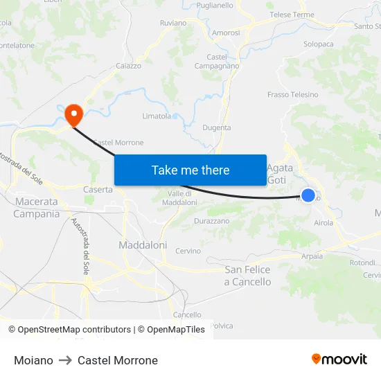 Moiano to Castel Morrone map
