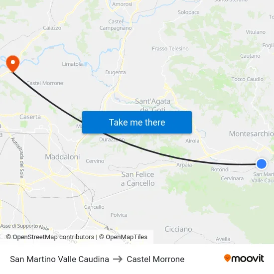 San Martino Valle Caudina to Castel Morrone map