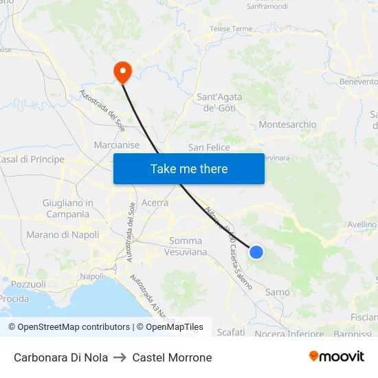Carbonara Di Nola to Castel Morrone map