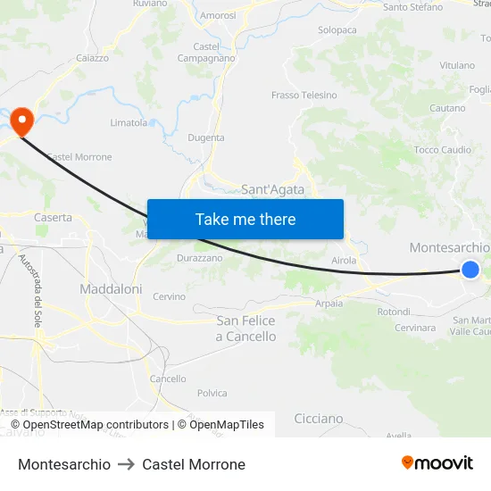 Montesarchio to Castel Morrone map