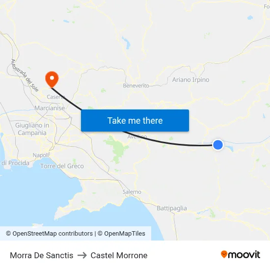 Morra De Sanctis to Castel Morrone map