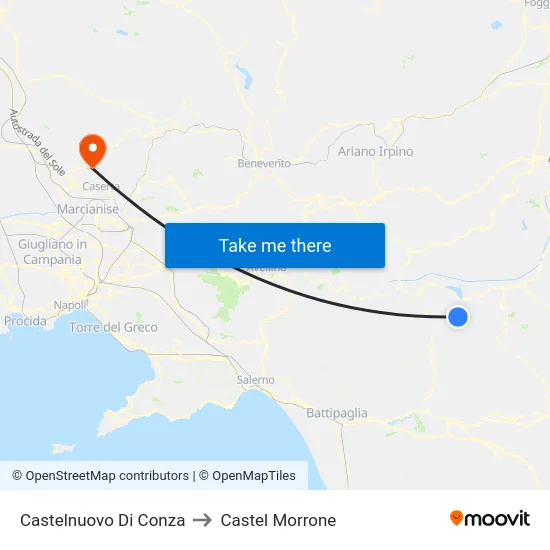 Castelnuovo Di Conza to Castel Morrone map