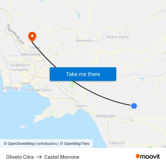 Oliveto Citra to Castel Morrone map