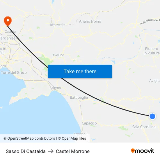 Sasso Di Castalda to Castel Morrone map