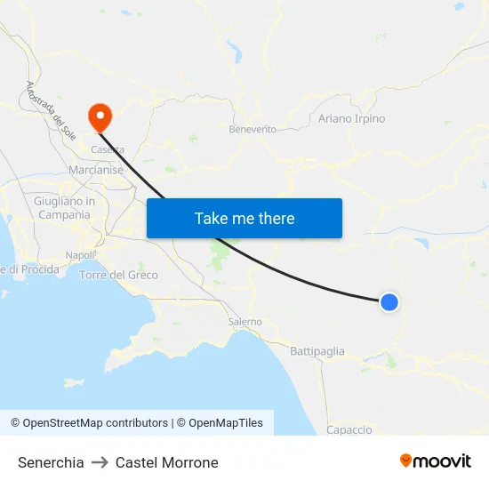 Senerchia to Castel Morrone map
