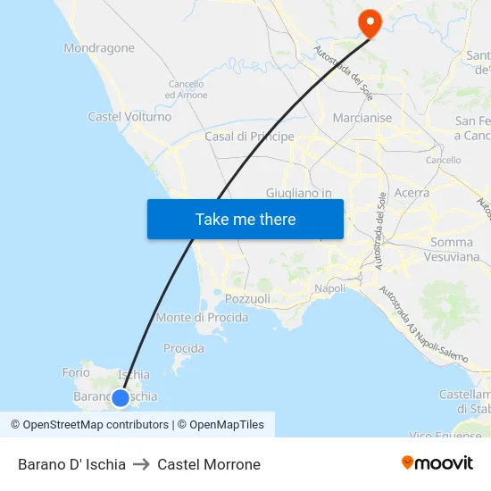 Barano D' Ischia to Castel Morrone map