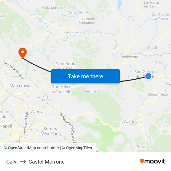 Calvi to Castel Morrone map