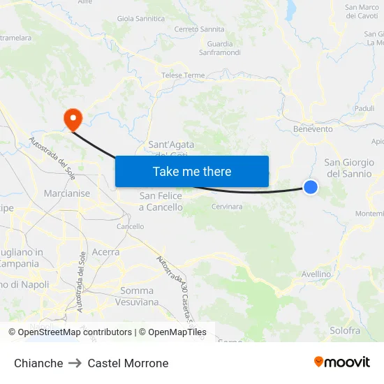 Chianche to Castel Morrone map