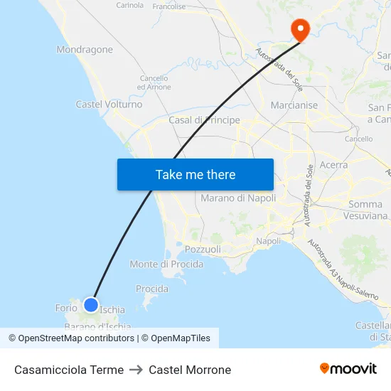 Casamicciola Terme to Castel Morrone map